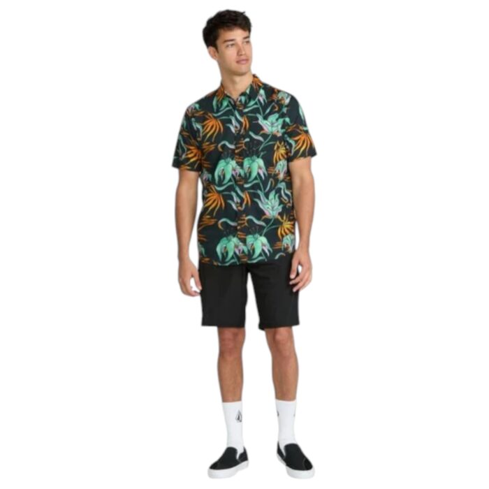 VOLCOM BRAINMELTER FLORAL SHIRT BLACK GREEN - Image 5