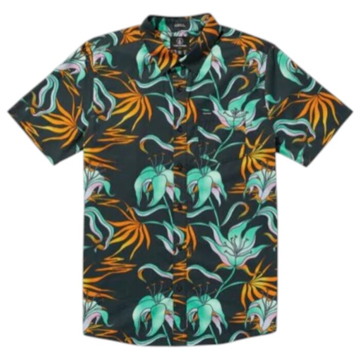 VOLCOM BRAINMELTER FLORAL SHIRT BLACK GREEN - Image 6