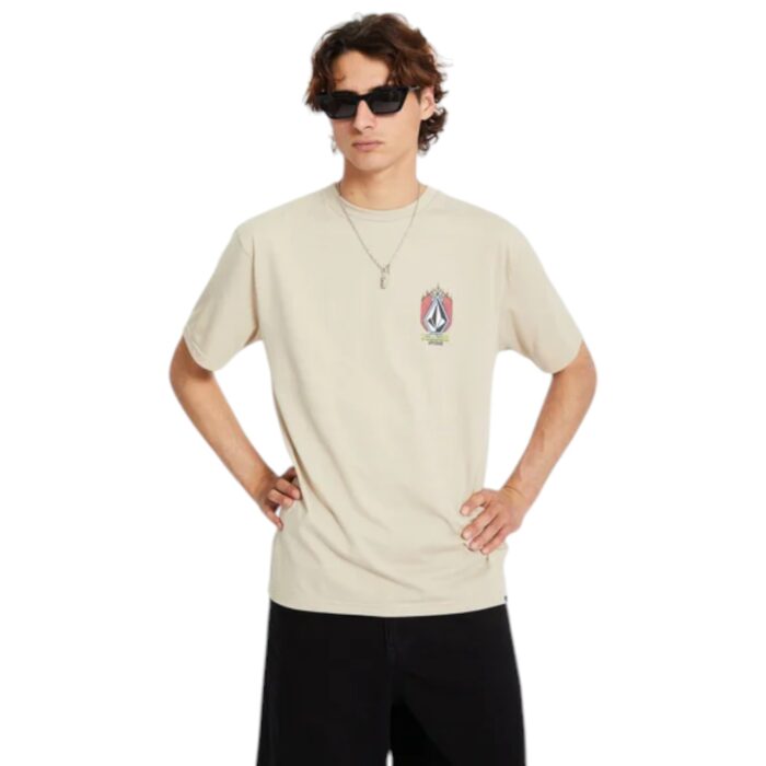 VOLCOM DRAGGIN STONE T-SHIRT LIGHT KHAKI - Image 5