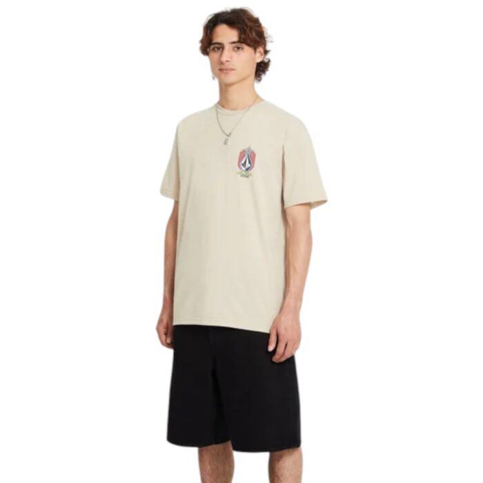 VOLCOM DRAGGIN STONE T-SHIRT LIGHT KHAKI - Image 4