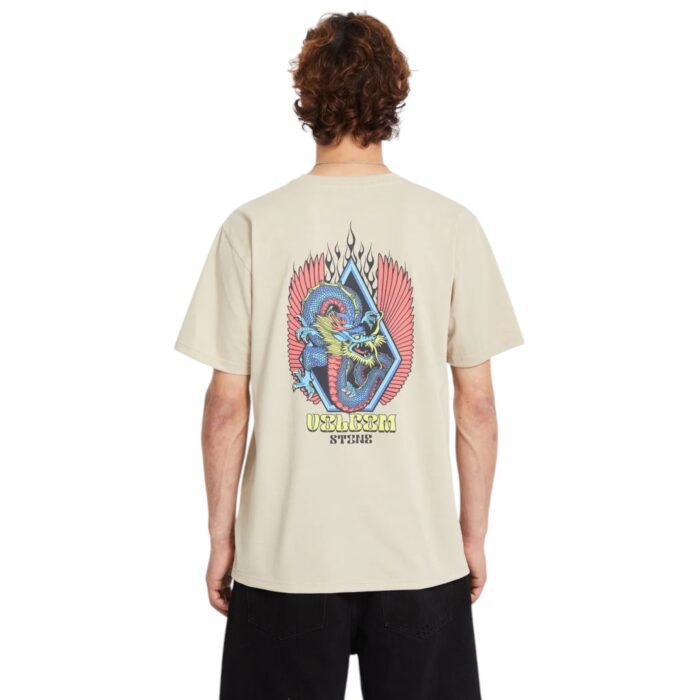 VOLCOM DRAGGIN STONE T-SHIRT LIGHT KHAKI - Image 2