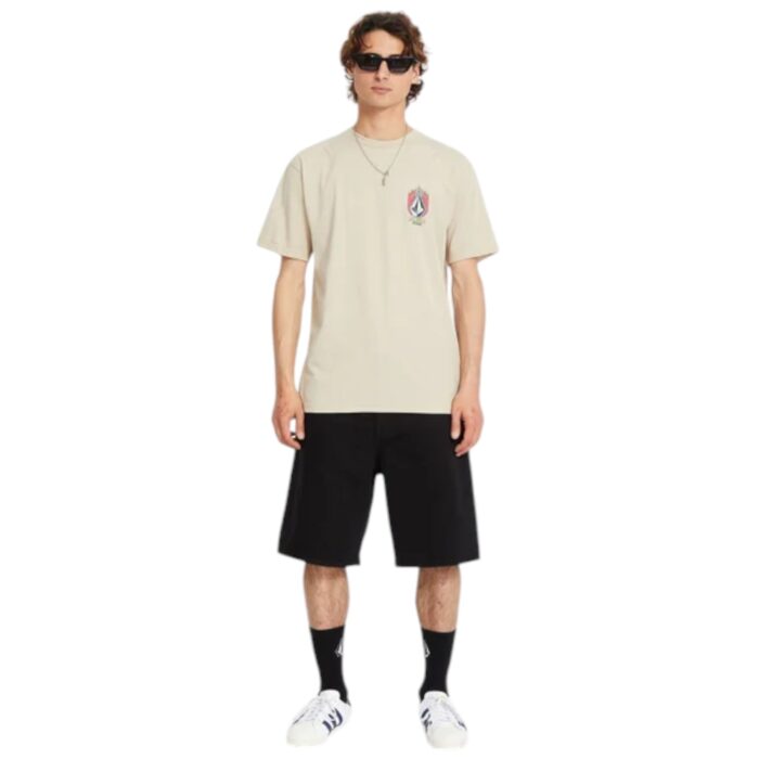 VOLCOM DRAGGIN STONE T-SHIRT LIGHT KHAKI - Image 8