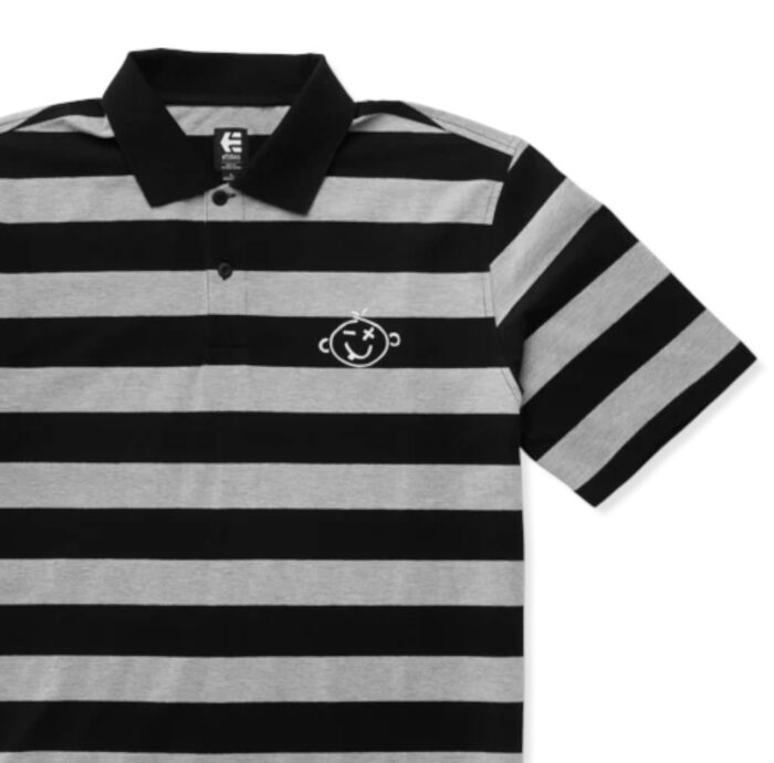 ETNIES KO POLO T-SHIRT BLACK CHARCOAL - Image 2