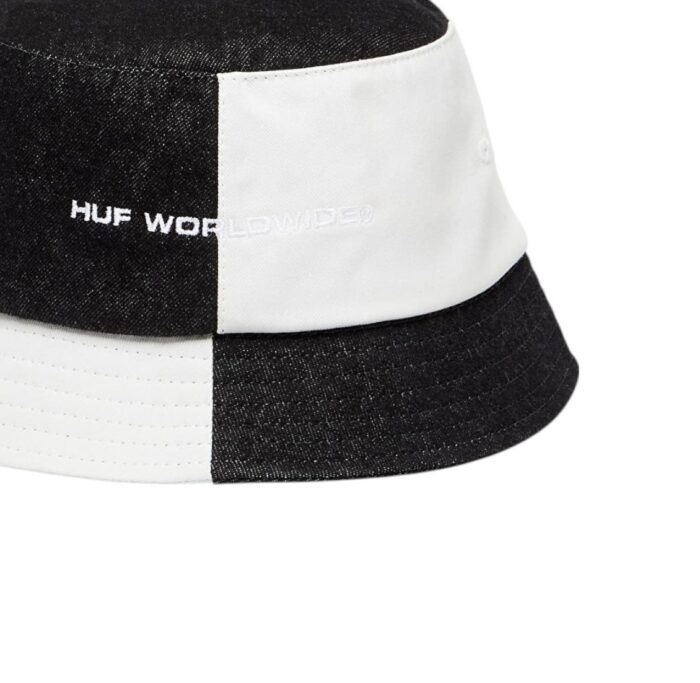 HUF BLOCKOUT BUCKET HAT BLACK WHITE - Image 3