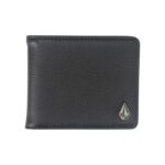 VOLCOM SINGLE STONE LEATHER WALLET BLACK