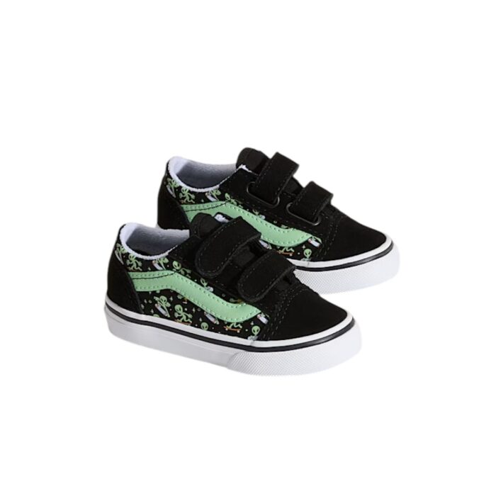 VANS TODDLER OLD SKOOL V SHOES GLOW COSMIC CRUISERS BLACK - Image 2
