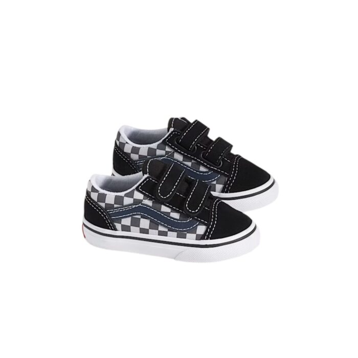 VANS TODDLER OLD SKOOL V SHOES TONAL CHECK BLUE - Image 2
