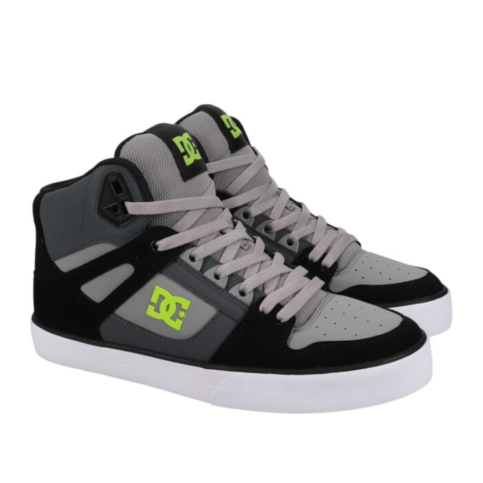 DC PURE HIGH TOP SHOES GREY BLACK - Image 7