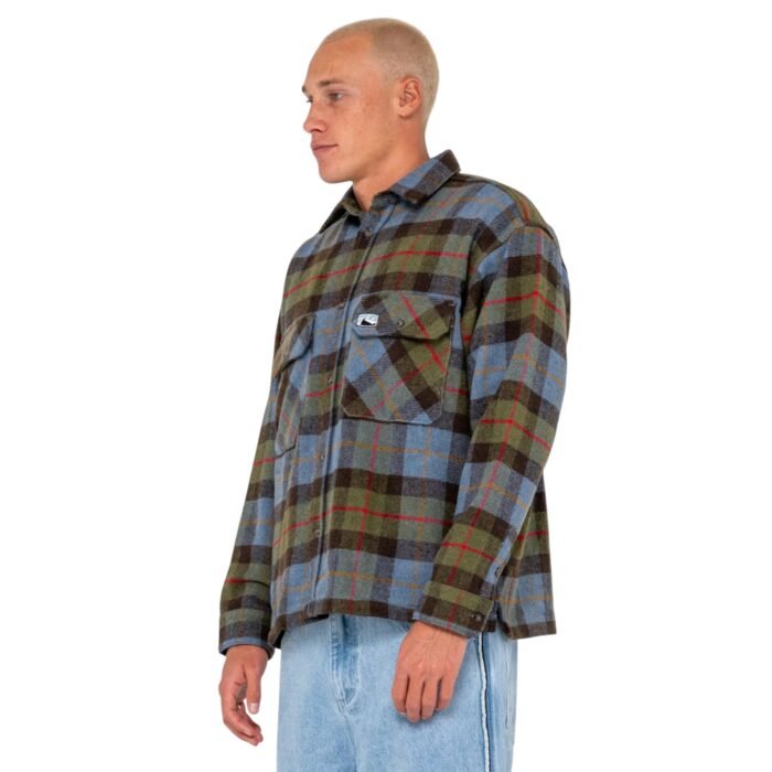RUSTY MONDO CANE LONG SLEEVE OVER SHIRT SKY BLUE - Image 3