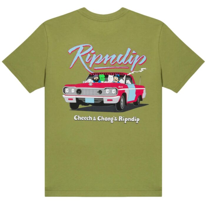 RIPNDIP X CHEECH AND CHONG RIDERS T-SHIRT LIGHT FOREST - Image 2