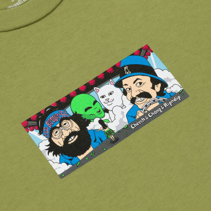 RIPNDIP X CHEECH AND CHONG RIDERS T-SHIRT LIGHT FOREST - Image 3