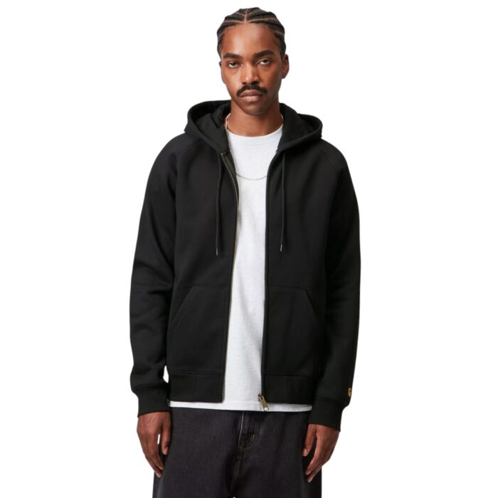 CARHARTT WIP CHASE ZIP HOODIE BLACK GOLD - Image 5