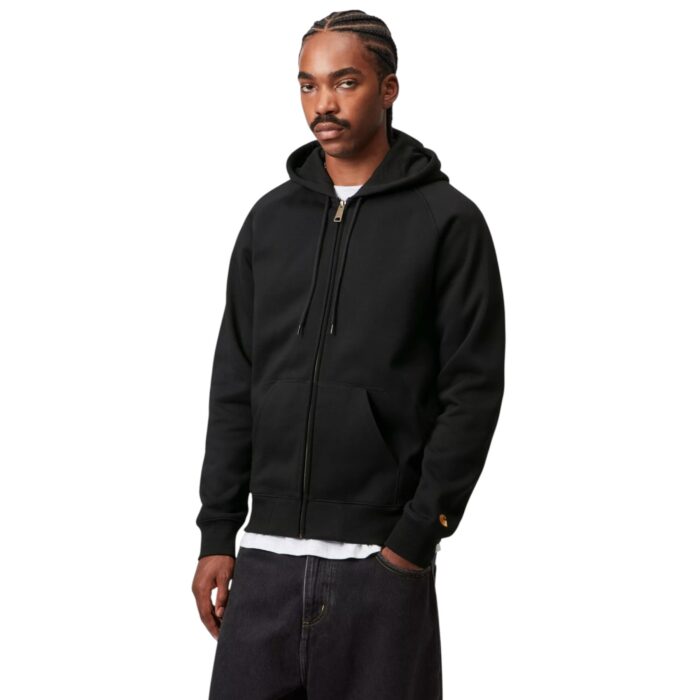 CARHARTT WIP CHASE ZIP HOODIE BLACK GOLD - Image 3