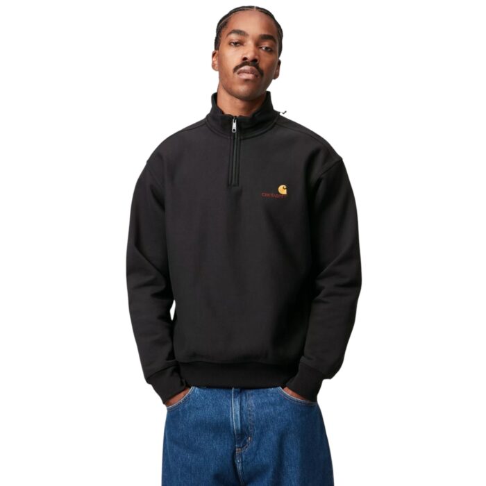 CARHARTT WIP HALF ZIP AMERICAN SCRIPT HOODIE BLACK - Εικόνα 5
