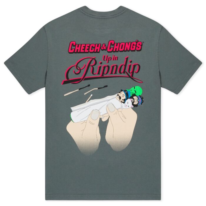 RIPNDIP X CHEECH AND CHONG ROLL ME UP POCKET T-SHIRT CHARCOAL - Image 2