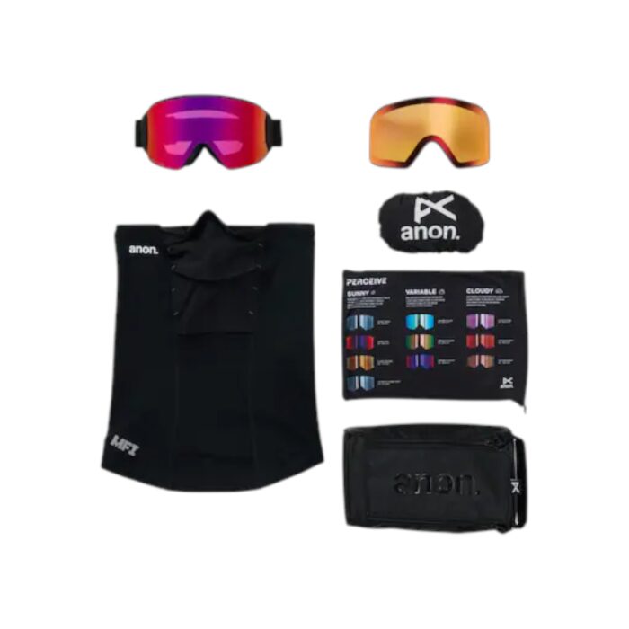 ANON M4 CYLINDRICAL MFI SNOW GOGGLES BLACK PERCEIVE SUNNY RED BONUS LENS PERCEIVE CLOUDY BURST - Image 6