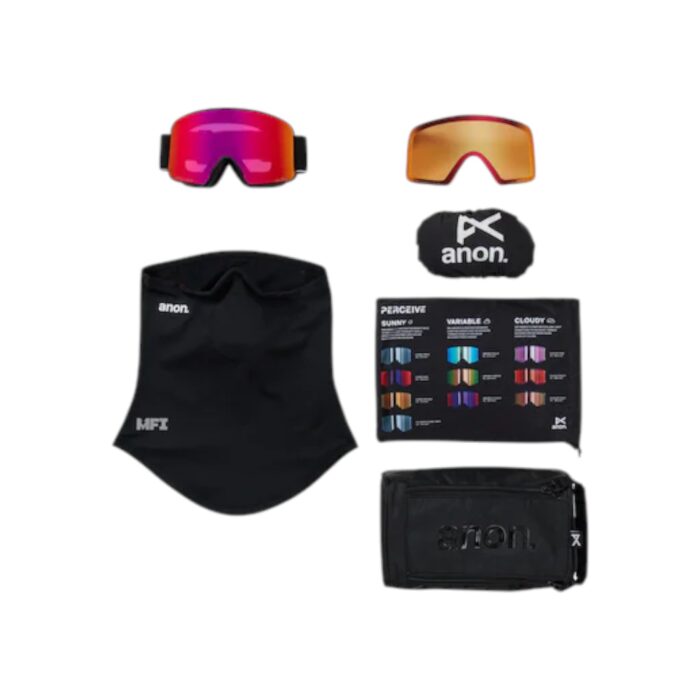 ANON M6 CYLINDRICAL MFI SNOW GOGGLES BLACK PERCEIVE SUNNY RED BONUS LENS PERCEIVE CLOUDY BURST - Εικόνα 5