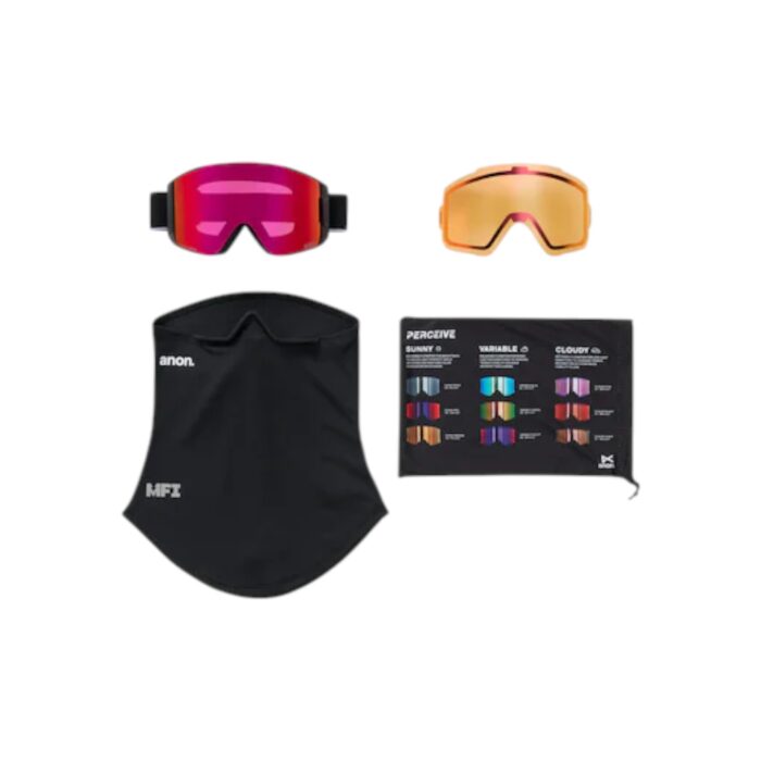 ANON SYNC MFI SNOW GOGGLES BLACK PERCEIVE SUNNY RED BONUS LENS PERCEIVE CLOUDY BURST - Image 6