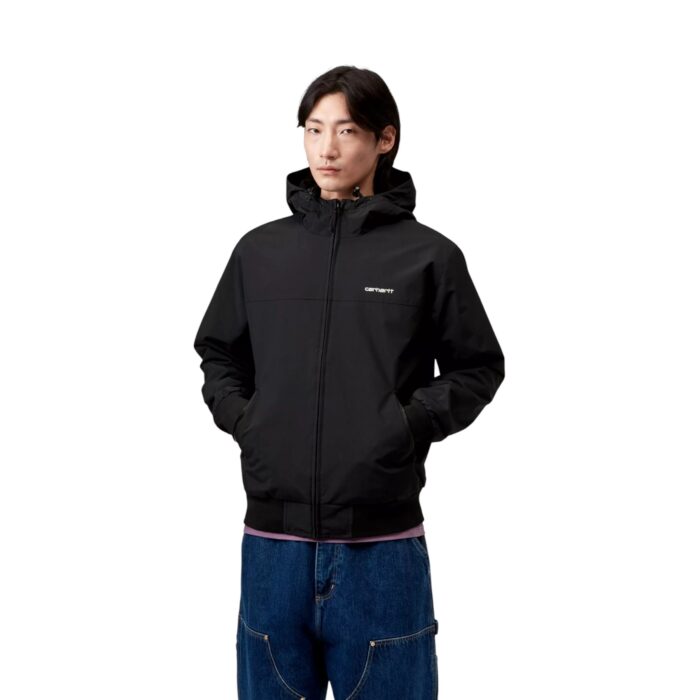 CARHARTT WIP HOODED SAIL JACKET BLACK WHITE - Image 6