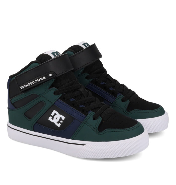 DC YOUTH PURE HIGH TOP EV SHOES GREEN BLACK NAVY - Image 2