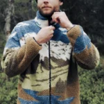 PICTURE HAFDALS ZIP FLEECE CLOUDY LANDSC SHERPA - Image 4