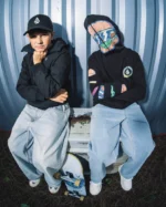 VOLCOM BOYS FREAZY LOOSE ELASTICETED WAIST DENIM BLUE PRINT - Image 3