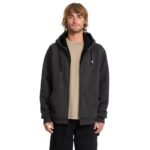 VOLCOM SINGLE STONE SHERPA LINED ZIP HOODIE HEATHER BLACK