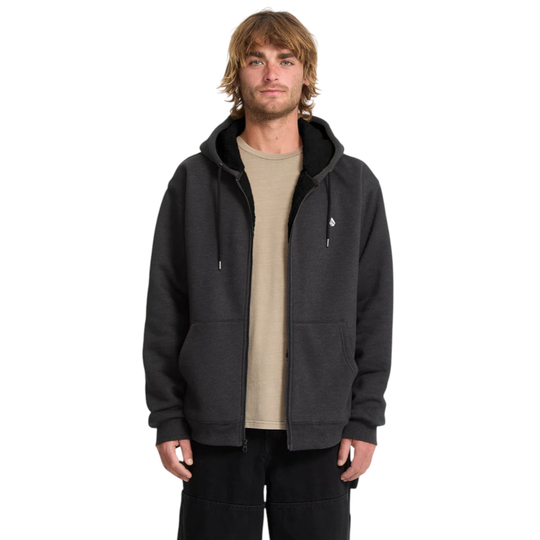 VOLCOM SINGLE STONE SHERPA LINED ZIP HOODIE HEATHER BLACK A5832500-HBK M L XL 95E (1)-Photoroom VOLCOM SINGLE STONE SHERPA LINED ZIP HOODIE HEATHER BLACK - Εικόνα 1