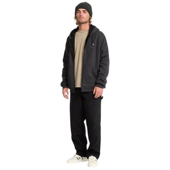 VOLCOM SINGLE STONE SHERPA LINED ZIP HOODIE HEATHER BLACK - Εικόνα 6