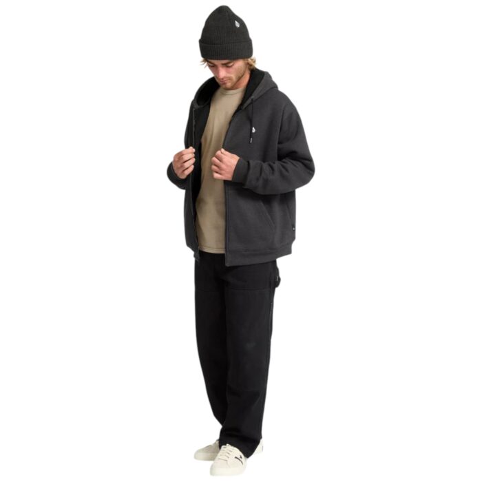VOLCOM SINGLE STONE SHERPA LINED ZIP HOODIE HEATHER BLACK - Εικόνα 7