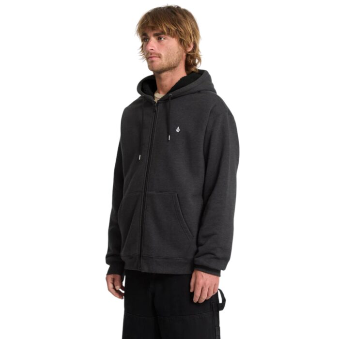VOLCOM SINGLE STONE SHERPA LINED ZIP HOODIE HEATHER BLACK - Εικόνα 3