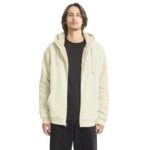 VOLCOM SINGLE STONE SHERPA LINED ZIP HOODIE LIGHT BEIGE