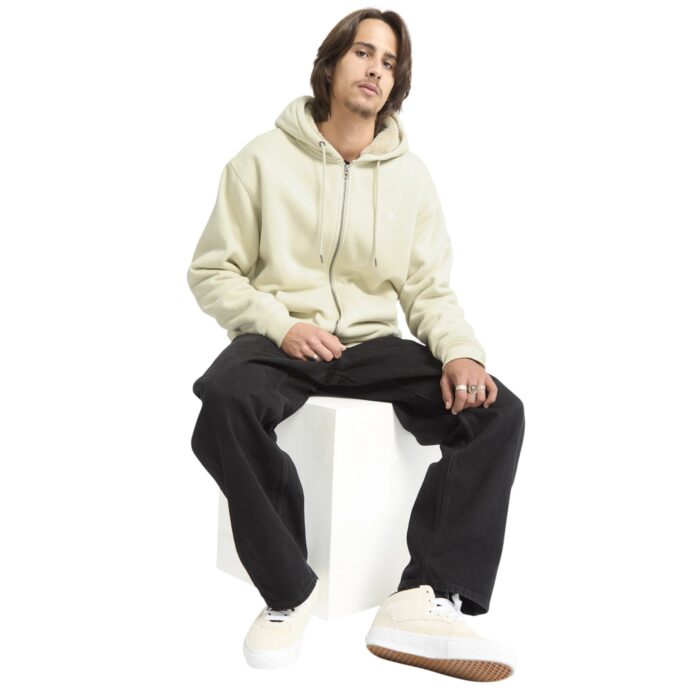 VOLCOM SINGLE STONE SHERPA LINED ZIP HOODIE LIGHT BEIGE - Image 7