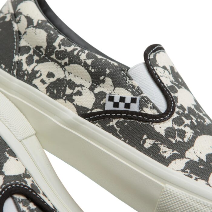 VANS SKATE SLIP-ON SHOES SKULL PILE BLACK WHITE GUM - Image 3