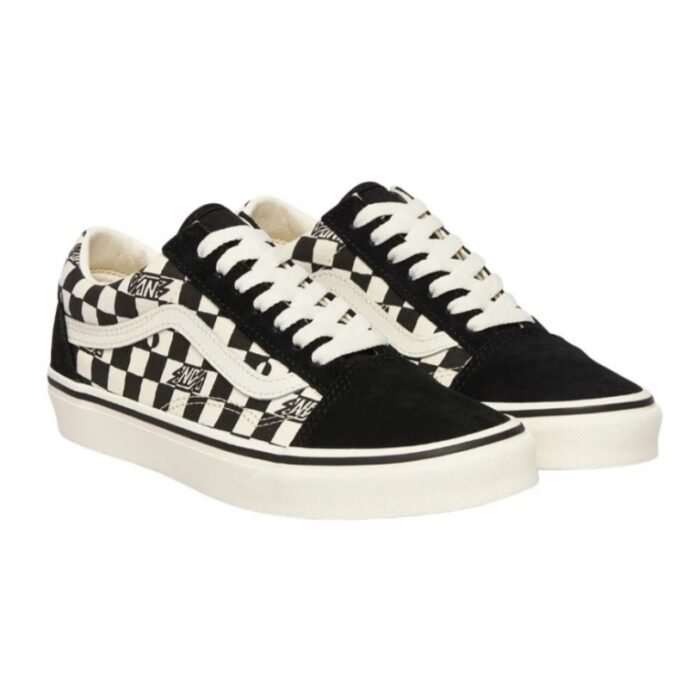 VANS JUNIOR OLD SKOOL SHOES GEO CHECK BLACK - Image 2