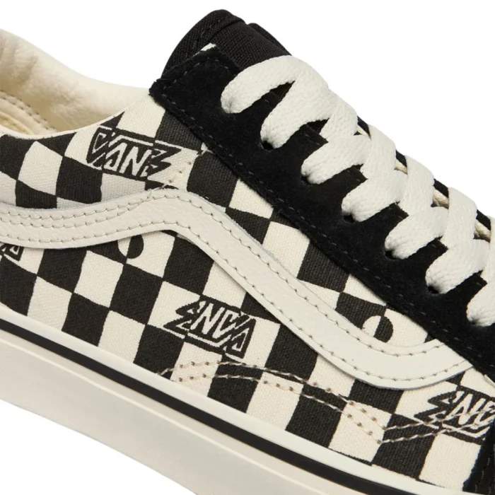 VANS JUNIOR OLD SKOOL SHOES GEO CHECK BLACK - Image 4