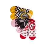 VANS CHECKERBOARD TICKER CANOODLE 3PK SOCKS RED
