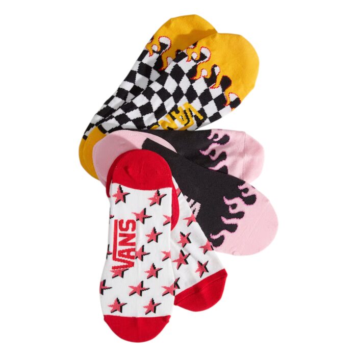 VANS CHECKERBOARD TICKER CANOODLE 3PK SOCKS RED - Image 2