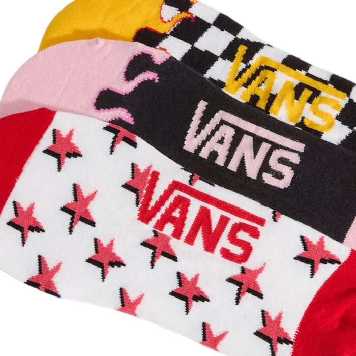 VANS CHECKERBOARD TICKER CANOODLE 3PK SOCKS RED - Image 3