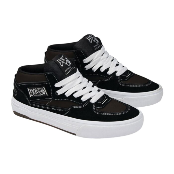 VANS SKATE HALF CAB WAFFLECUP SHOES BLACK WHITE - Image 2