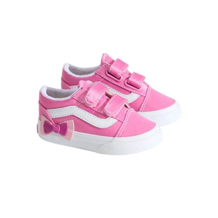VANS TODDLER OLD SKOOL V BOW SHOES PINK FIZZ - Image 2