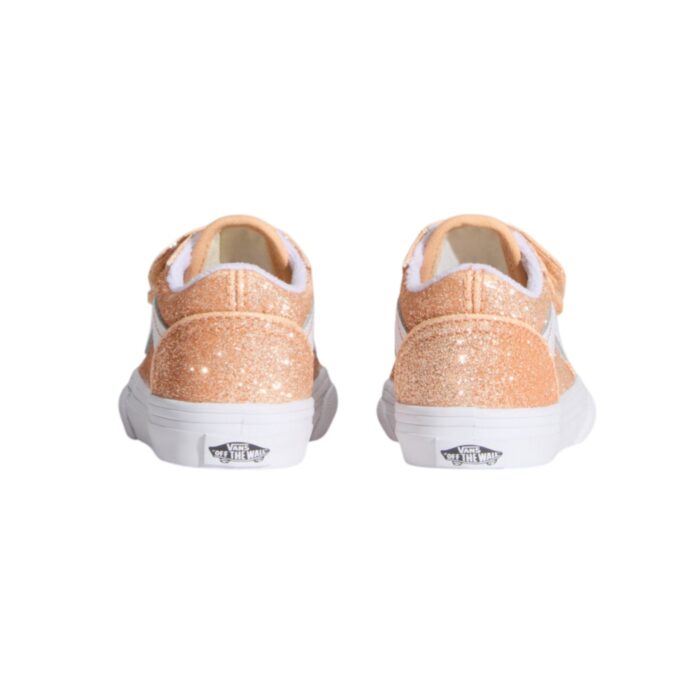 VANS TODDLER OLD SKOOL V SHOES GLITTER APRICOT GLOW - Image 4