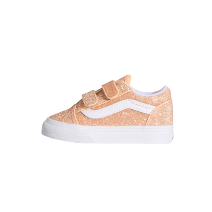 VANS TODDLER OLD SKOOL V SHOES GLITTER APRICOT GLOW - Image 5