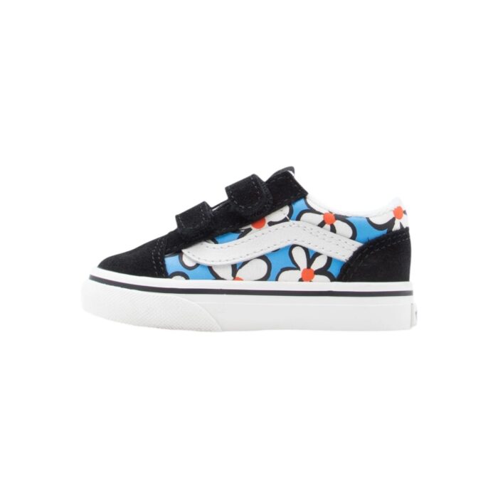 VANS TODDLER OLD SKOOL V SHOES PAINTED FLORAL BRIGHT AZURE - Image 2