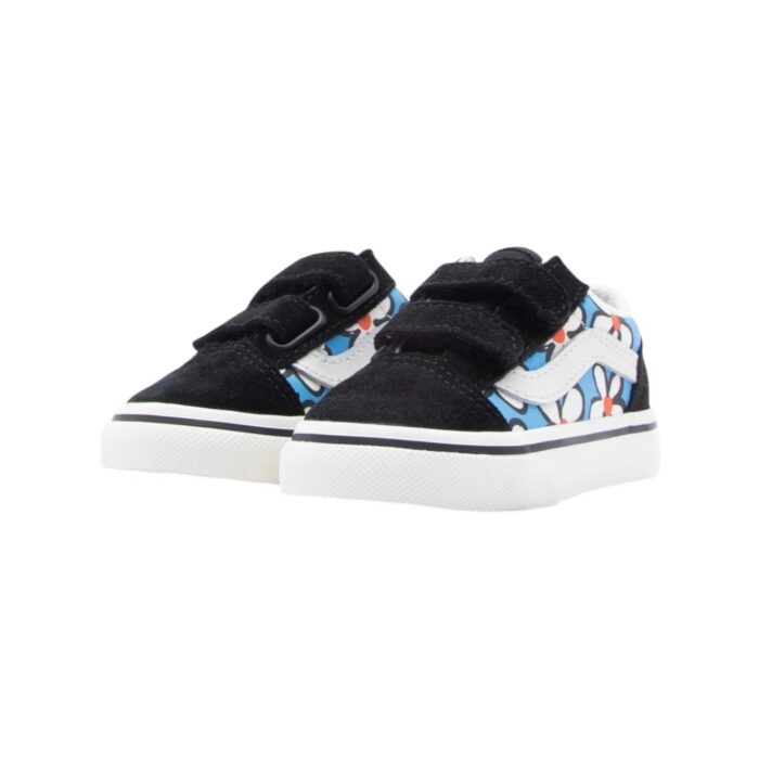 VANS TODDLER OLD SKOOL V SHOES PAINTED FLORAL BRIGHT AZURE - Image 4