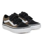 VANS KIDS OLD SKOOL V SHOES BLACK LEOPARD - Image 2