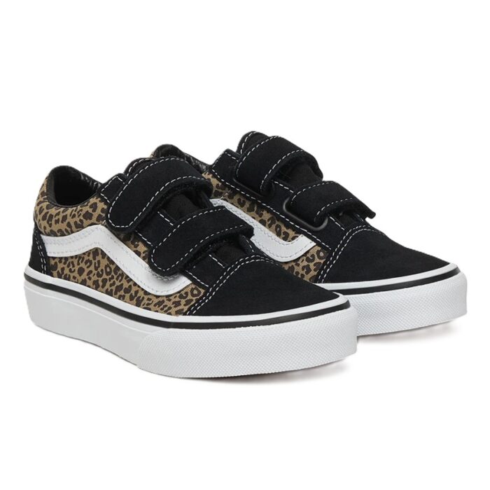 VANS KIDS OLD SKOOL V SHOES BLACK LEOPARD - Image 2