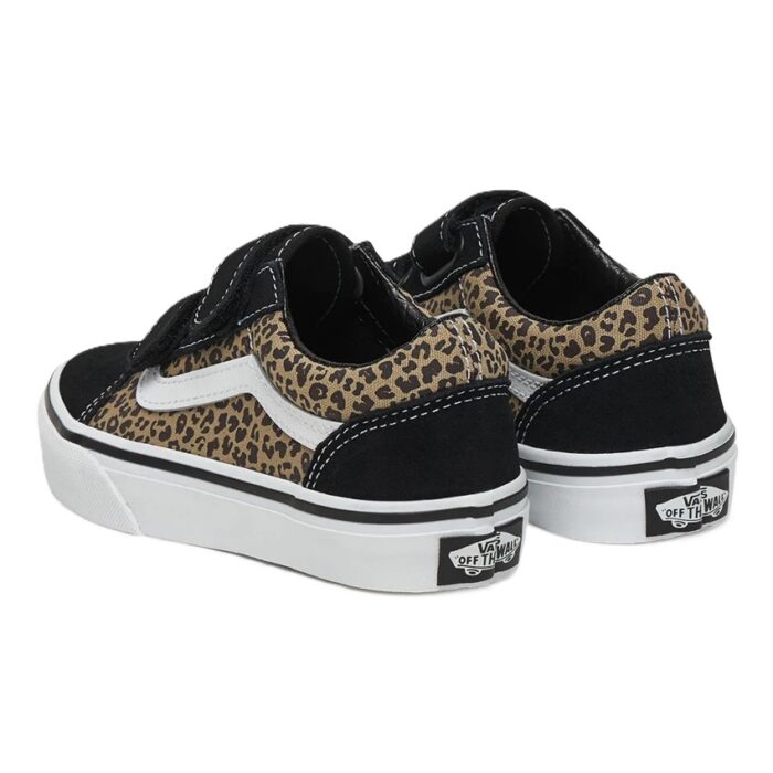 VANS KIDS OLD SKOOL V SHOES BLACK LEOPARD - Image 4