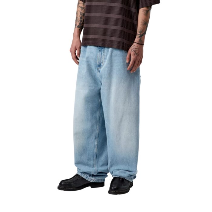 CARHARTT WIP BRANDON PANT BLUE HEAVY WORN BLEACHED - Image 3