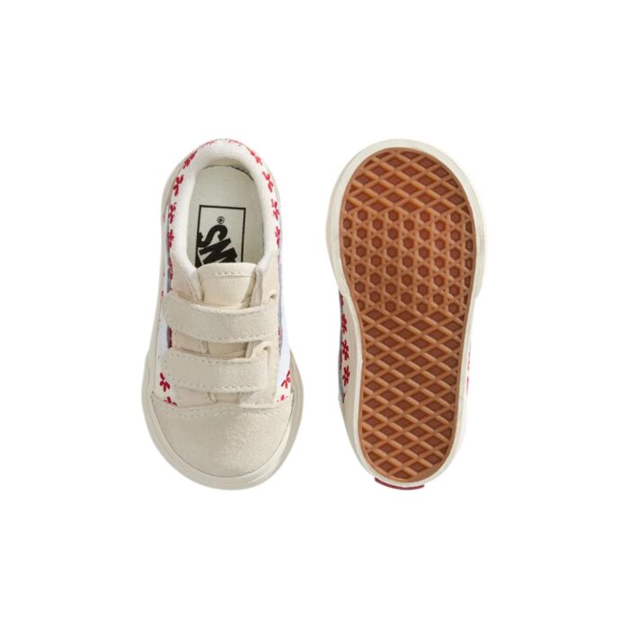 VANS TODDLER OLD SKOOL V SHOES CHANTILLY FLORAL RACING RED - Image 4